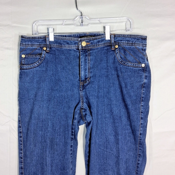 Miss Tina Pants - Women's Miss Tina Size 14 36" X 32" Blue Denim Jeans With Embroidered Pocket